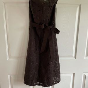 Strapless eyelit lace dress